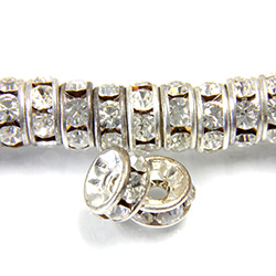 Czech Rhinestone Rondelle - Round 06MM CRYSTAL-SILVER