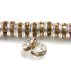 Czech Rhinestone Rondelle - Round 06MM LT COLORADO TOPAZ-SILVER