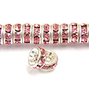 Czech Rhinestone Rondelle - Round 06MM LT ROSE-SILVER