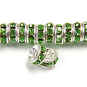 Czech Rhinestone Rondelle - Round 06MM PERIDOT-SILVER