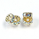 Czech Rhinestone Rondelle - Round 07MM CRYSTAL AB-GOLD