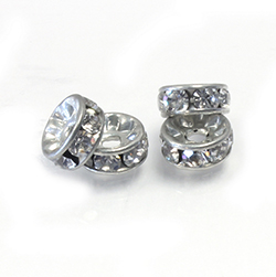 Czech Rhinestone Rondelle - Round 07MM CRYSTAL-ACID TIN
