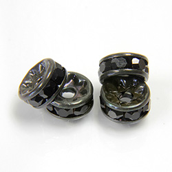 Czech Rhinestone Rondelle - Round 07MM JET-BLACK