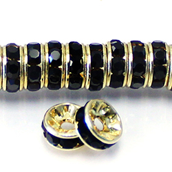 Czech Rhinestone Rondelle - Round 07MM JET-RAW