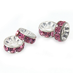 Czech Rhinestone Rondelle - Round 07MM ROSE-SILVER