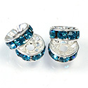 Czech Rhinestone Rondelle - Round 08MM BLUE ZIRCON-SILVER