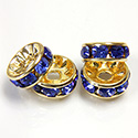 Czech Rhinestone Rondelle - Round 08MM SAPPHIRE-GOLD