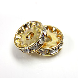 Czech Rhinestone Rondelle - Round 10MM CRYSTAL-GOLD