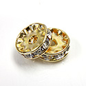 Czech Rhinestone Rondelle - Round 10MM CRYSTAL-GOLD