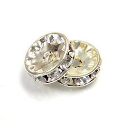 Czech Rhinestone Rondelle - Round 10MM CRYSTAL-SILVER