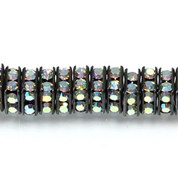 Czech Rhinestone Rondelle - Square 06MM CRYSTAL AB-BLACK