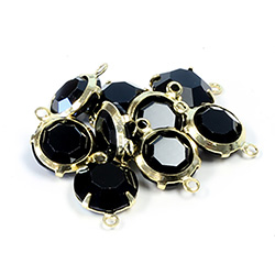 Preciosa Crystal Channel Connector - Prong-Set Setting with 2 Loops 39SS JET-GOLD