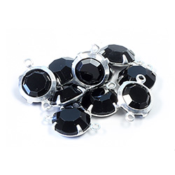 Preciosa Crystal Channel Connector - Prong-Set Setting with 2 Loops 39SS JET-SILVER