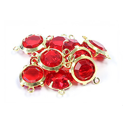 Preciosa Crystal Channel Connector - Prong-Set Setting with 2 Loops 39SS LT SIAM -RAW BRASS