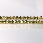 Czech Glass Fire Polish Bead - Round 04MM 1/2 Coated CRYSTAL/GOLD