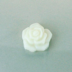 Plastic Carved No-Hole Flower - Rose 15MM TRANS MATTE WHITE