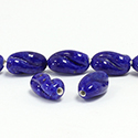 Glass Lampwork Bead - Oval Twist 13x7MM LAPIS LAZULI