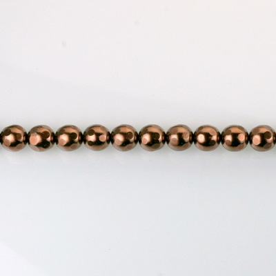 Czech Glass Pearl Bead - Round Faceted Golf 4MM DARK BROWN 70419