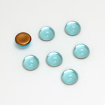 Glass Medium Dome Foiled Cabochon - Round 07MM AQUA