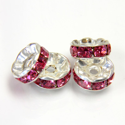 Czech Rhinestone Rondelle - Round Wavy 08MM ROSE SILVER