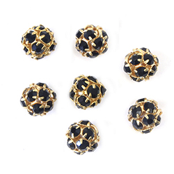 Czech Crystal Rhinestone Ball - 06MM JET-GOLD