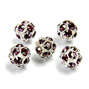 Czech Crystal Rhinestone Ball - 08MM AMETHYST-SILVER