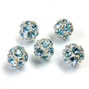 Czech Crystal Rhinestone Ball - 08MM AQUA BOHEMICA-SILVER