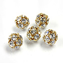 Czech Crystal Rhinestone Ball - 08MM CRYSTAL-GOLD