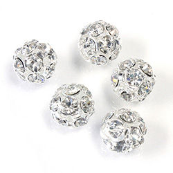 Czech Crystal Rhinestone Ball - 08MM CRYSTAL-PLATE SILVER