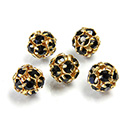 Czech Crystal Rhinestone Ball - 08MM JET-GOLD