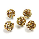 Czech Crystal Rhinestone Ball - 08MM LT COLORADO TOPAZ-GOLD