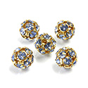 Czech Crystal Rhinestone Ball - 08MM LT SAPPHIRE-GOLD