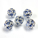 Czech Crystal Rhinestone Ball - 08MM LT SAPPHIRE-SILVER