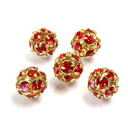 Czech Crystal Rhinestone Ball - 08MM LT SIAM RUBY-GOLD