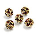 Czech Crystal Rhinestone Ball - 08MM SIAM RUBY-GOLD