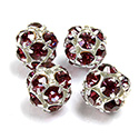 Czech Crystal Rhinestone Ball - 10MM AMETHYST-SILVER