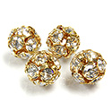 Czech Crystal Rhinestone Ball - 10MM CRYSTAL-GOLD