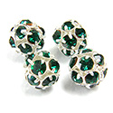 Czech Crystal Rhinestone Ball - 10MM EMERALD-SILVER