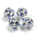 Czech Crystal Rhinestone Ball - 10MM LT SAPPHIRE-SILVER