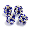 Czech Crystal Rhinestone Ball - 10MM SAPPHIRE-SILVER