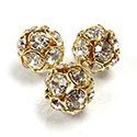 Czech Crystal Rhinestone Ball - 12MM CRYSTAL-GOLD