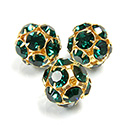 Czech Crystal Rhinestone Ball - 12MM EMERALD-GOLD