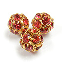 Czech Crystal Rhinestone Ball - 12MM RED ROSE-GOLD