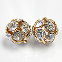 Czech Crystal Rhinestone Ball - 14MM CRYSTAL-GOLD