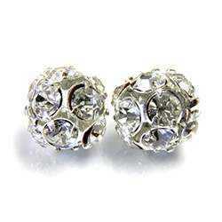 Czech Crystal Rhinestone Ball - 14MM CRYSTAL-SILVER