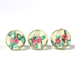 Czech Glass Lampwork Bead - Smooth Round 12MM Flower ON JONQUIL