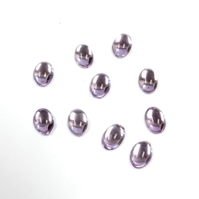 Plastic Flat Back Foiled Cabochon - Oval 06x4MM LT AMETHYST