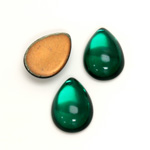 Glass Medium Dome Foiled Cabochon - Pear 18x13MM EMERALD