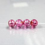 Czech Glass Lampwork Bead - Smooth Round 08MM ROSE SILVER LINED