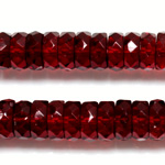 Czech Glass Fire Polished Bead - Rondelle 10x4MM GARNET